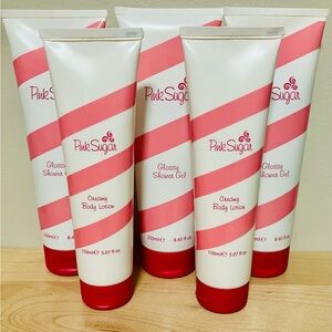 Pink Sugar Glossy Shower Gel Creamy Body Lotion Lot of 5 Aquolina